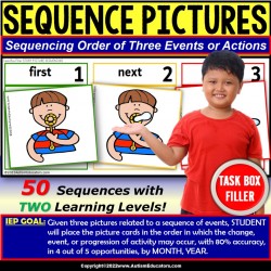 Picture Sequencing First-Next-Last TASK BOX FILLER® for Autism | Speech Therapy